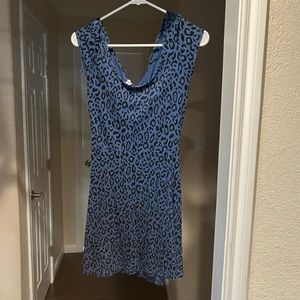 Blue cheetah print mini dress